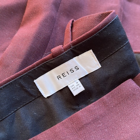REISS Maroon High Waisted Trousers - Picture 4 of 8